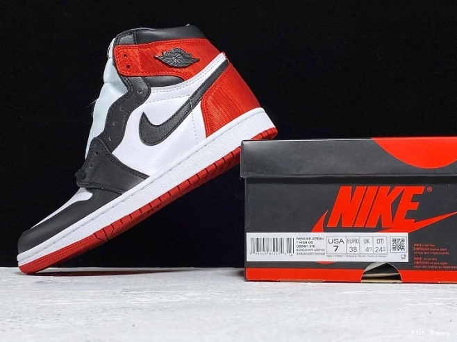 Kicktheory Jordan Black High Air CD0461-016 Retro 1 Toe Satin 0707